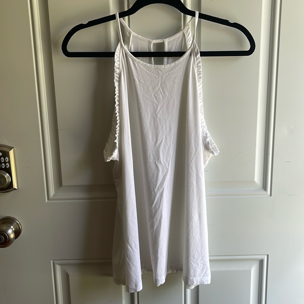 Lilly Pulitzer white flowy top, size large.